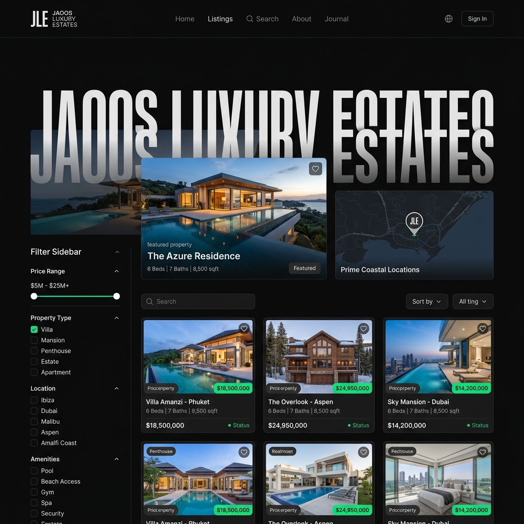Jaoos Luxury Estates - Real Estate Property Directory Interface