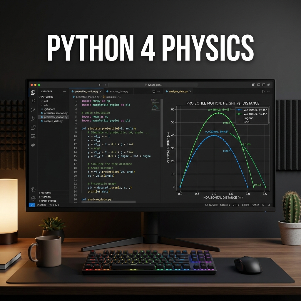 Python 4 Physics - Code Editor and Simulation Output